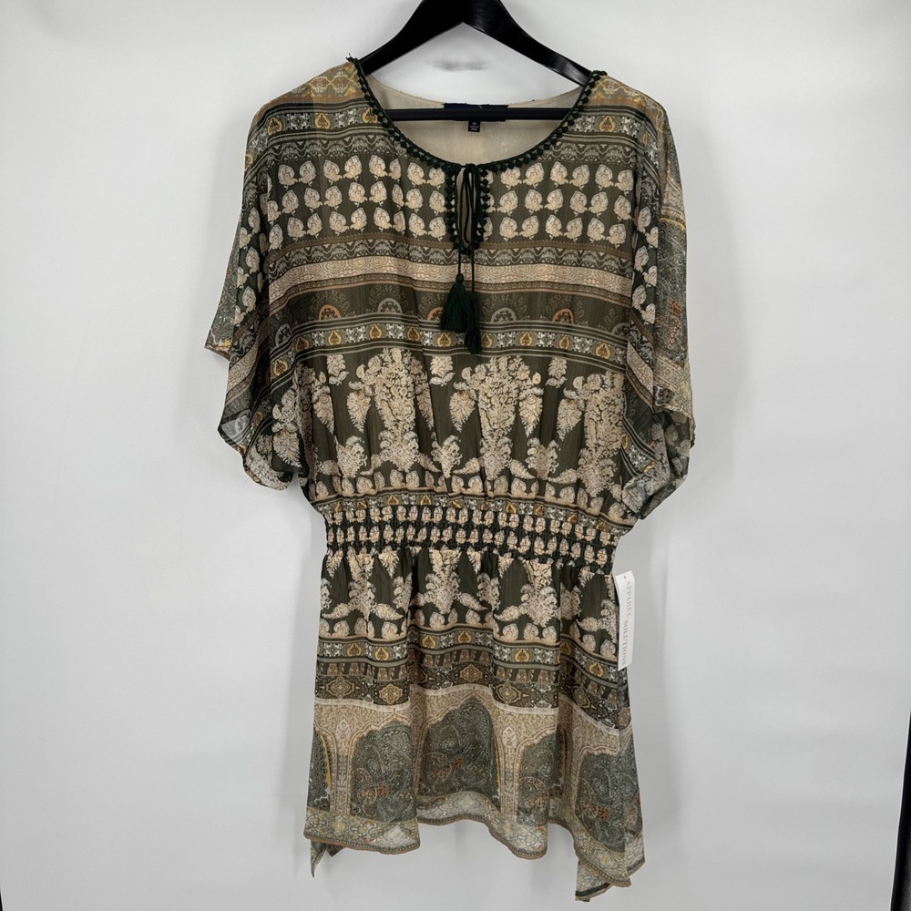 Celestial Blue Lyabo Extended Tunic NEW Women's Size M Olive Green Embroidered